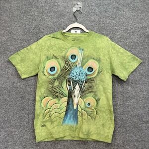 The Mountain Shirt Adult Small Green Peacock Graphic Tie Dye Nature Art Tee